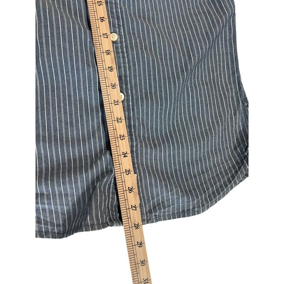 Abercrombie & Fitch Muscle Denim Striped Button Up Shirt Men's Size S Irregular - Picture 11 of 11